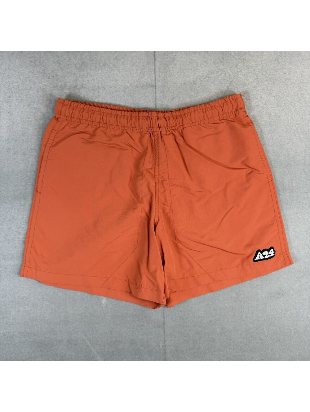 A24 Films Shorts Men’s Small Orange Nylon Drawstrings Embroidered Logo Outdoor